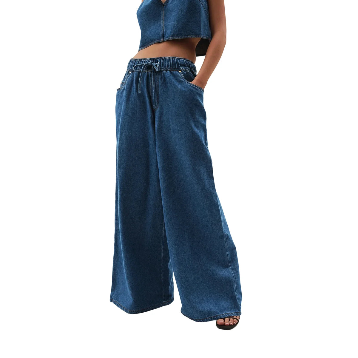 Lavisa - Monaco Drawstring Wide Leg Denim Jeans