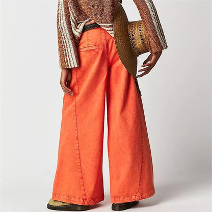 Lavisa - Pleated Wide Leg Denim Jeans