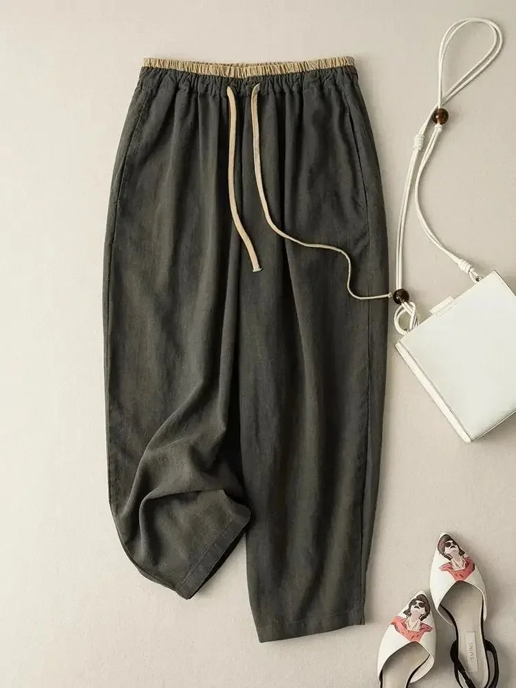 Lavisa - Chambray Linen Tapered Pants