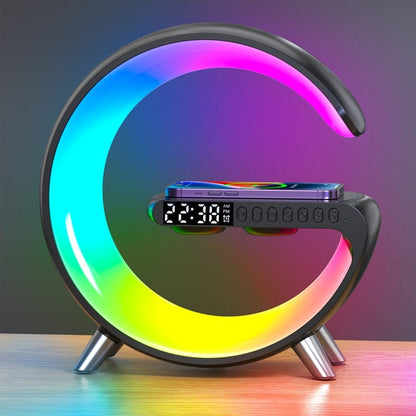 Lavisa smart RGB ambient sound machine and wireless charger lamp on a nightstand - White