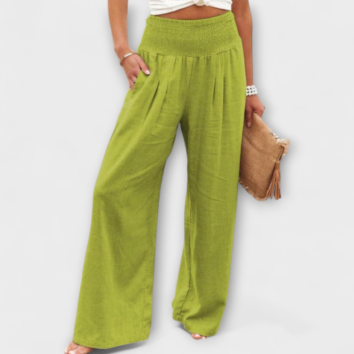 Lavisa - Casual Wide Leg Mid Rise Pants