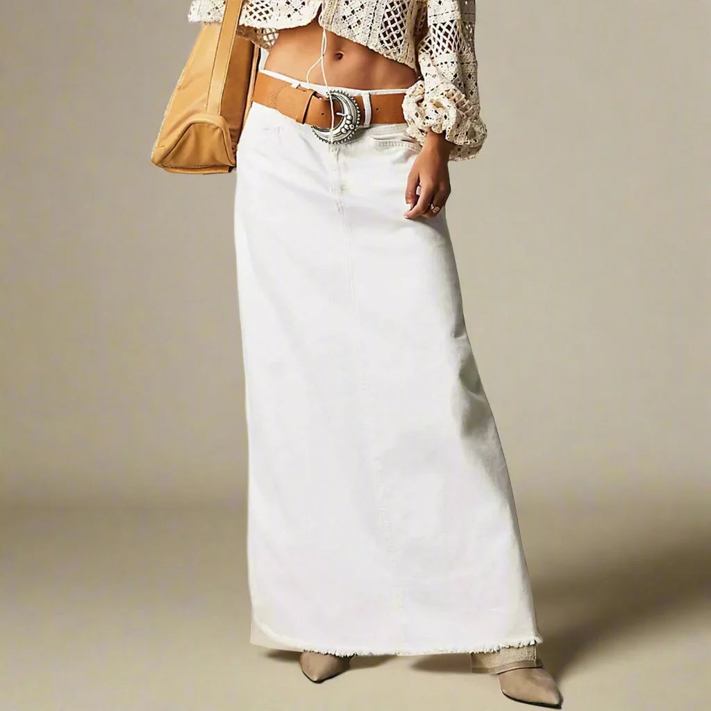 Lavisa - Vintage A-Line Denim Maxi Skirt