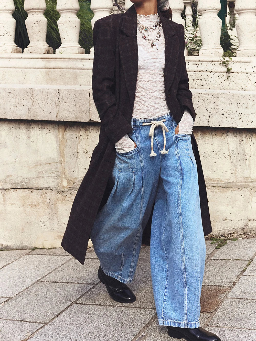 Lavisa - Marlowe Drawstring Wide Leg Denim Pants