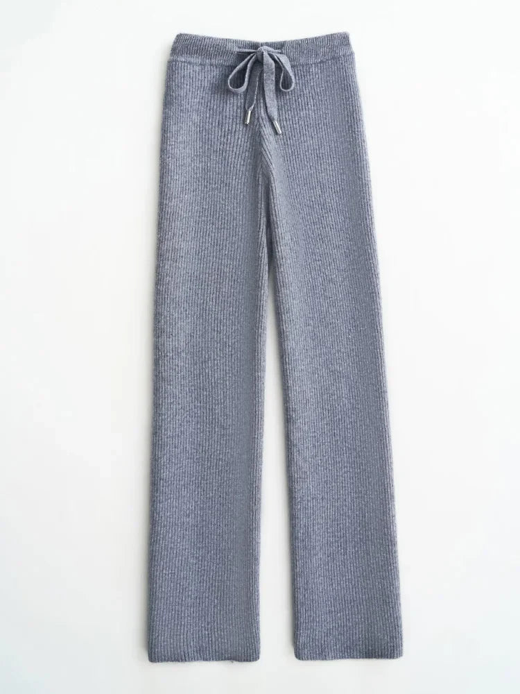 Lavisa - High Waisted Knitted Wide Leg Pants