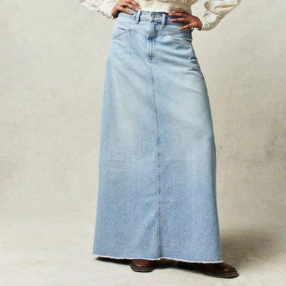 Lavisa - Vintage A-Line Denim Maxi Skirt
