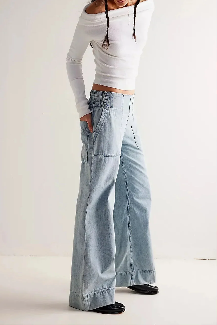 Lavisa - Relaxed High Waisted Loose Fit Wide Leg Jeans