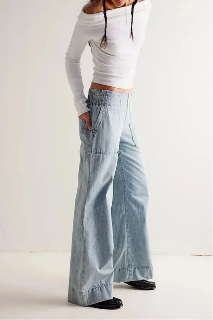 Lavisa - Relaxed High Waisted Loose Fit Wide Leg Jeans