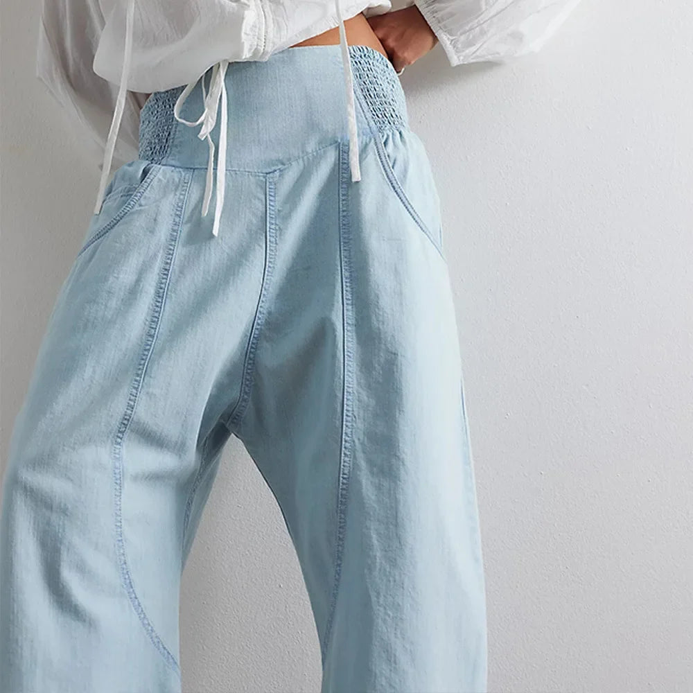 Lavisa - Womens Wide Leg Denim Harem Pants