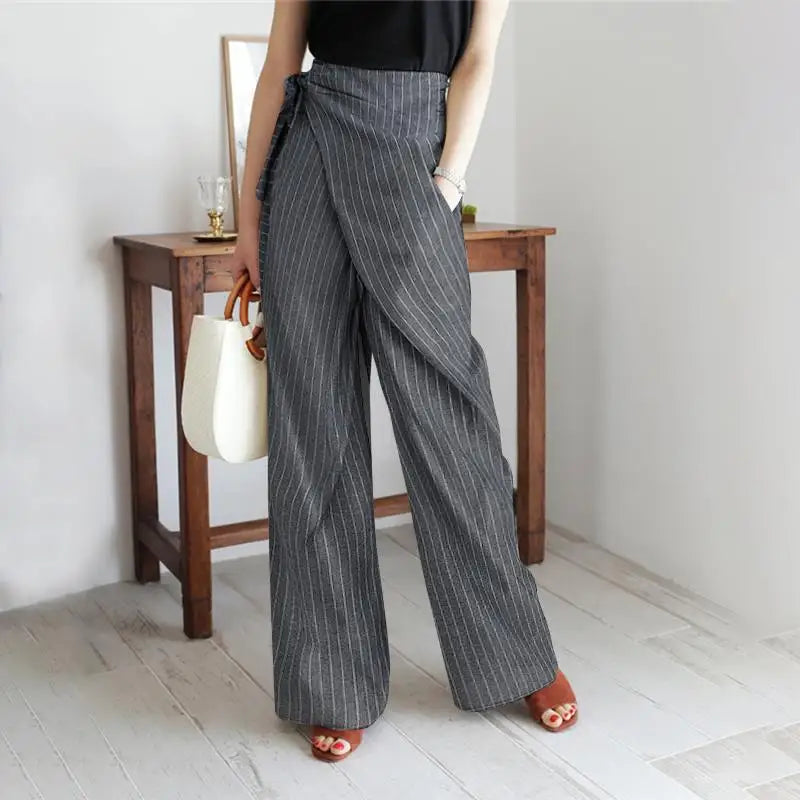 Lavisa - Everyday Wrap Front Cotton Wide Leg Pants