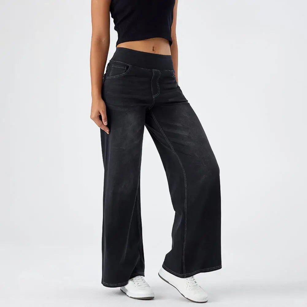 Lavisa - Pull On High Waisted Wide Leg Jeans