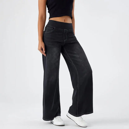 Lavisa - Pull On High Waisted Wide Leg Jeans