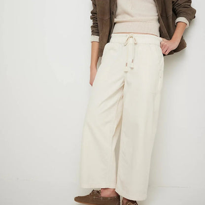 Lavisa - Relaxed Drawstring Denim Crop Jeans