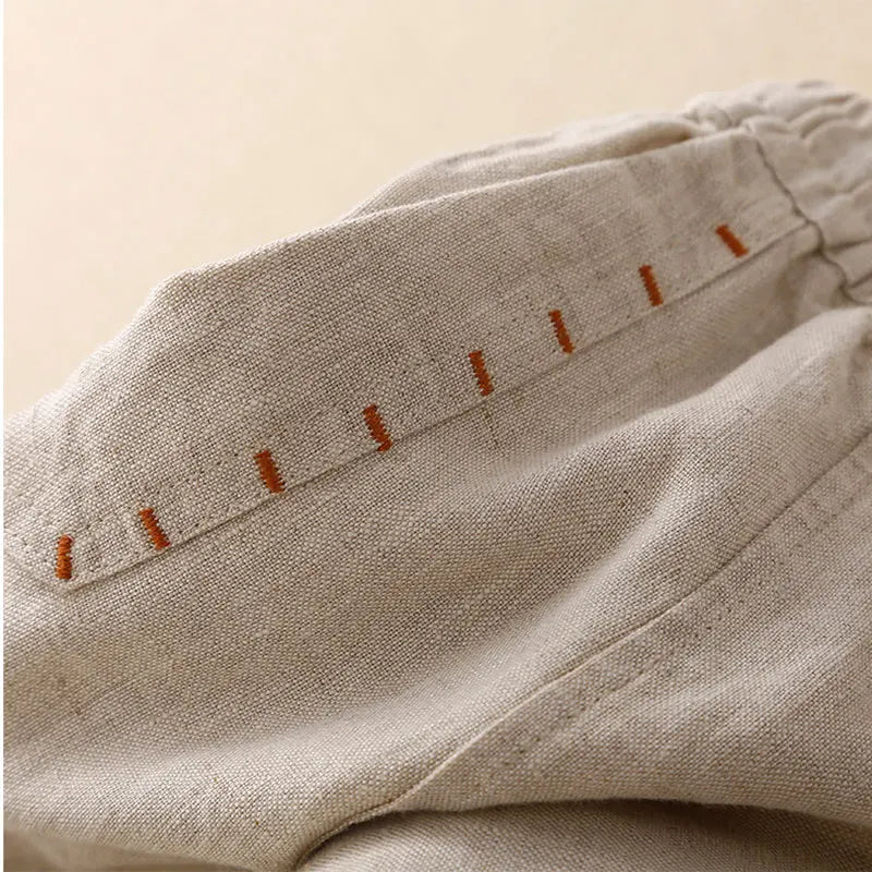 Lavisa - Drawstring Wide Leg Linen Blend Pants