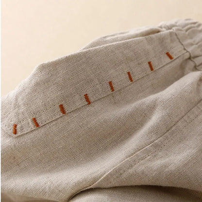 Lavisa - Drawstring Wide Leg Linen Blend Pants