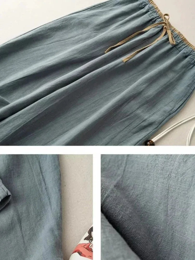 Lavisa - Chambray Linen Tapered Pants