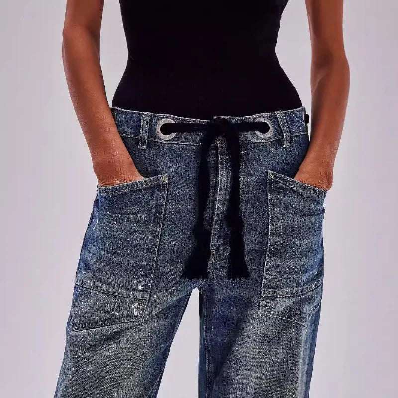 Lavisa - Relaxed Drawstring Cotton Utility Jeans