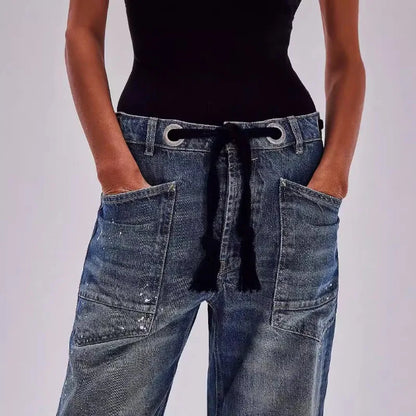 Lavisa - Relaxed Drawstring Cotton Utility Jeans
