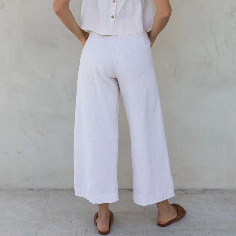 Lavisa - Pleated Linen Culotte Pants
