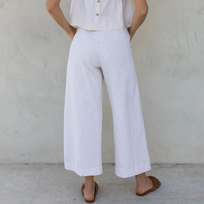 Lavisa - Pleated Linen Culotte Pants