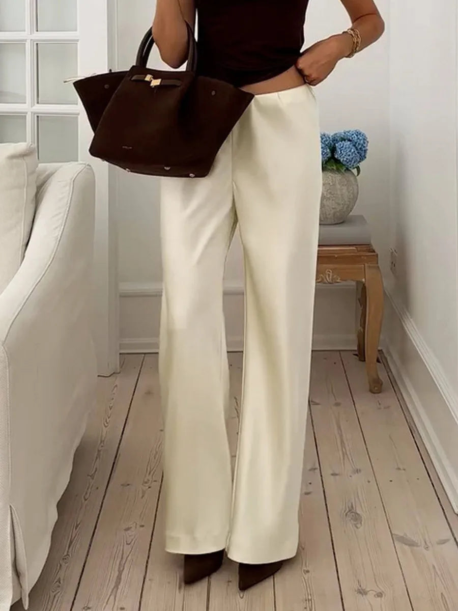 Lavisa - Silk Feel Wide Leg Satin Lounge Trousers