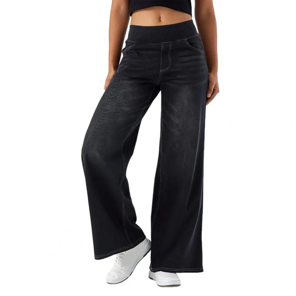 Lavisa - Pull On High Waisted Wide Leg Jeans