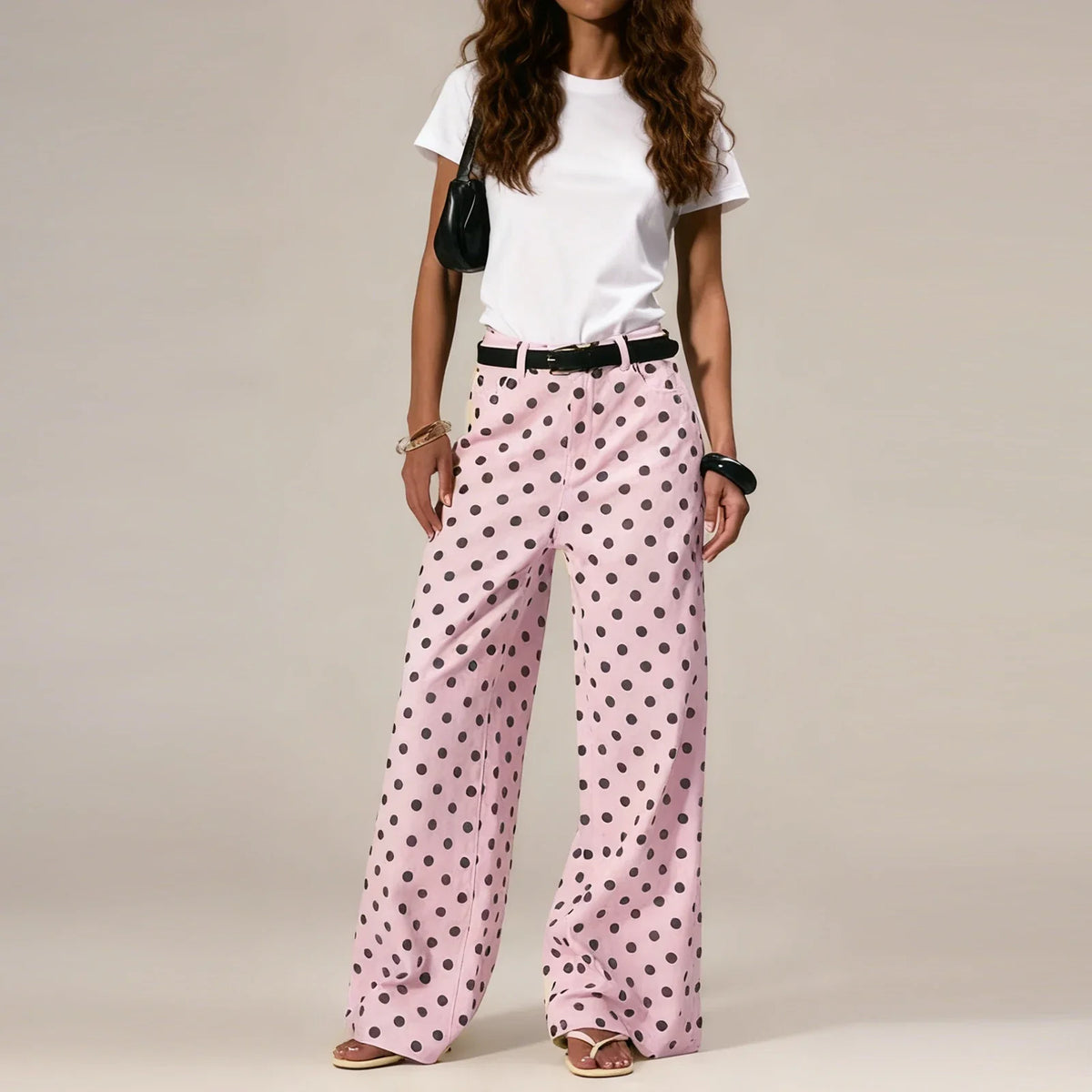 Lavisa - Polka Dot High Waisted Wide Leg Trousers