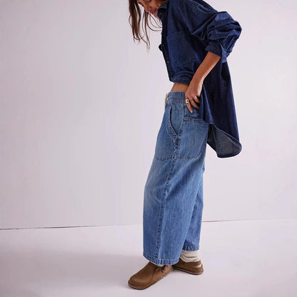 Lavisa - Relaxed Drawstring Denim Crop Jeans