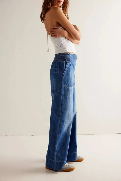Lavisa - Relaxed High Waisted Loose Fit Wide Leg Jeans