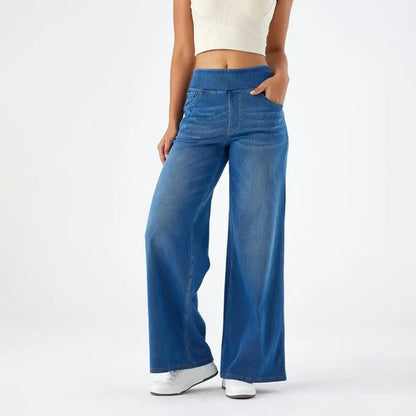Lavisa - Pull On High Waisted Wide Leg Jeans