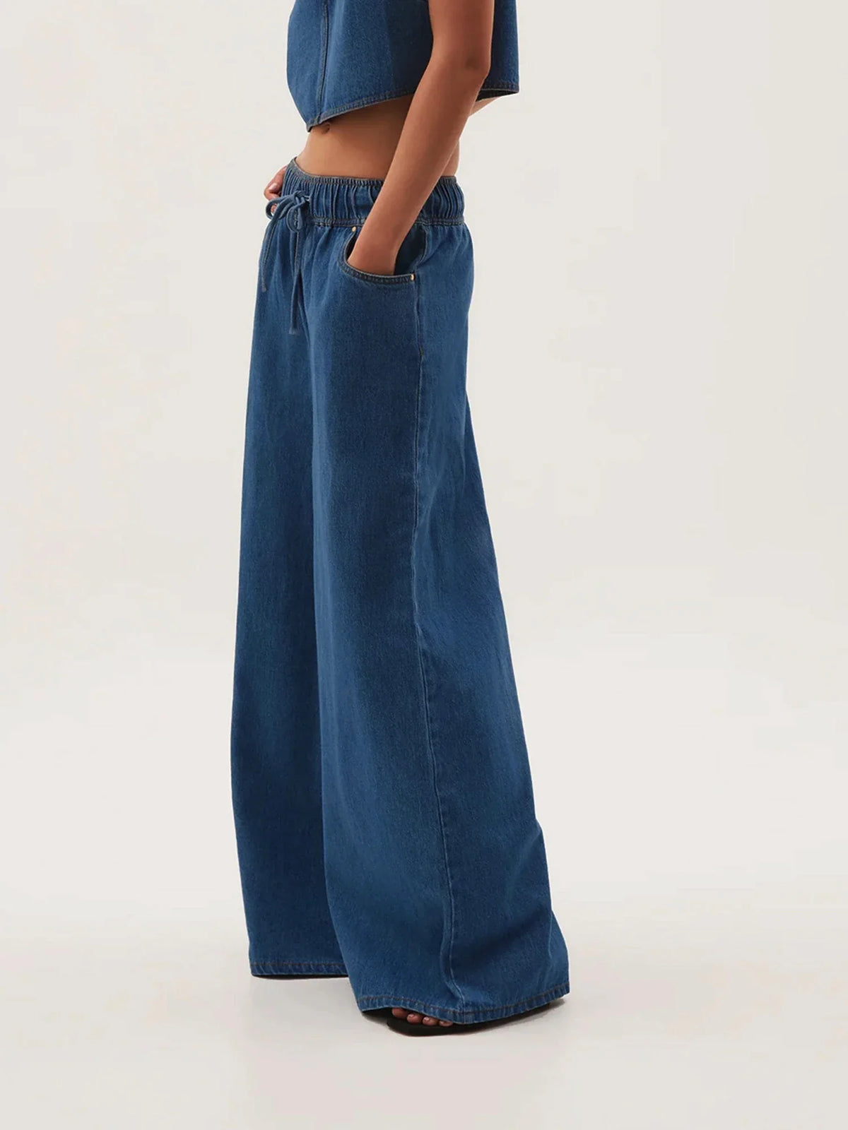 Lavisa - Monaco Drawstring Wide Leg Denim Jeans