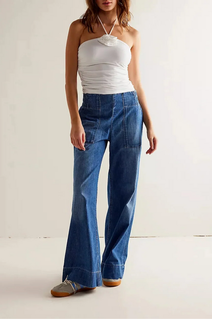 Lavisa - Relaxed High Waisted Loose Fit Wide Leg Jeans