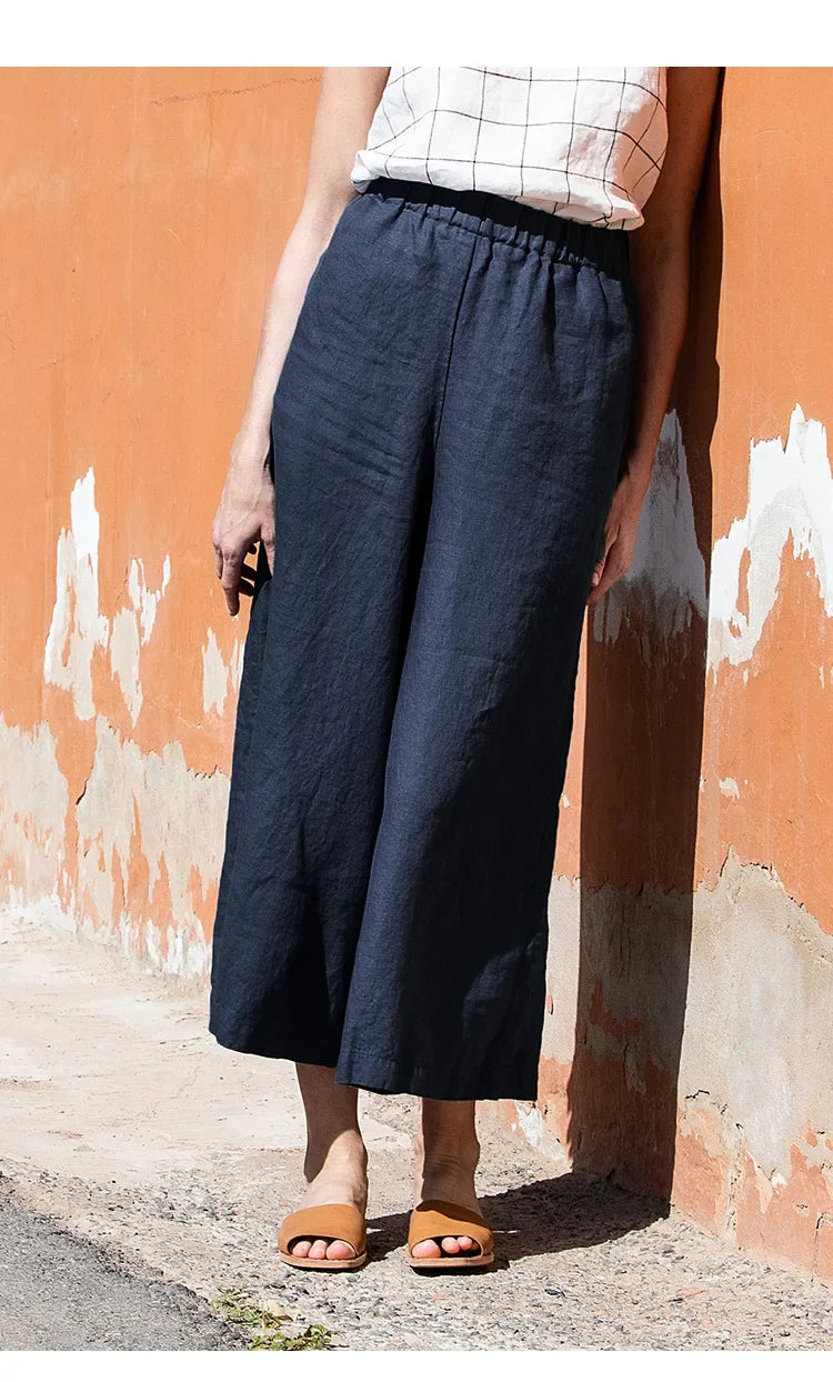 Lavisa - Cropped Wide Leg Linen Pants