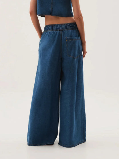 Lavisa - Monaco Drawstring Wide Leg Denim Jeans