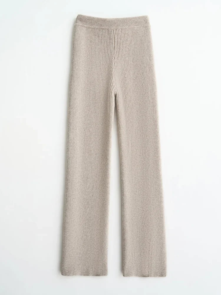 Lavisa - High Waisted Knitted Wide Leg Pants