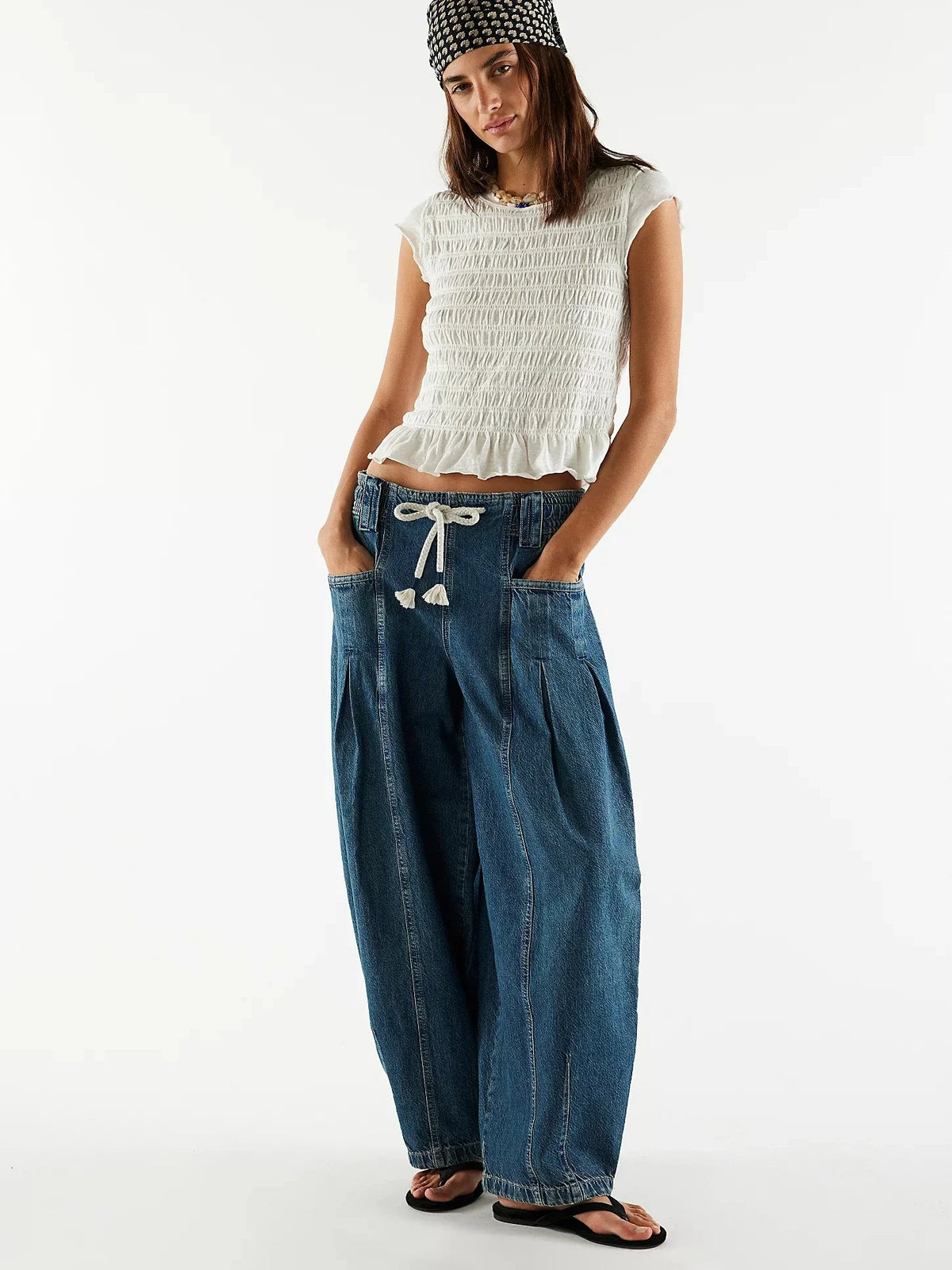 Lavisa - Marlowe Drawstring Wide Leg Denim Pants