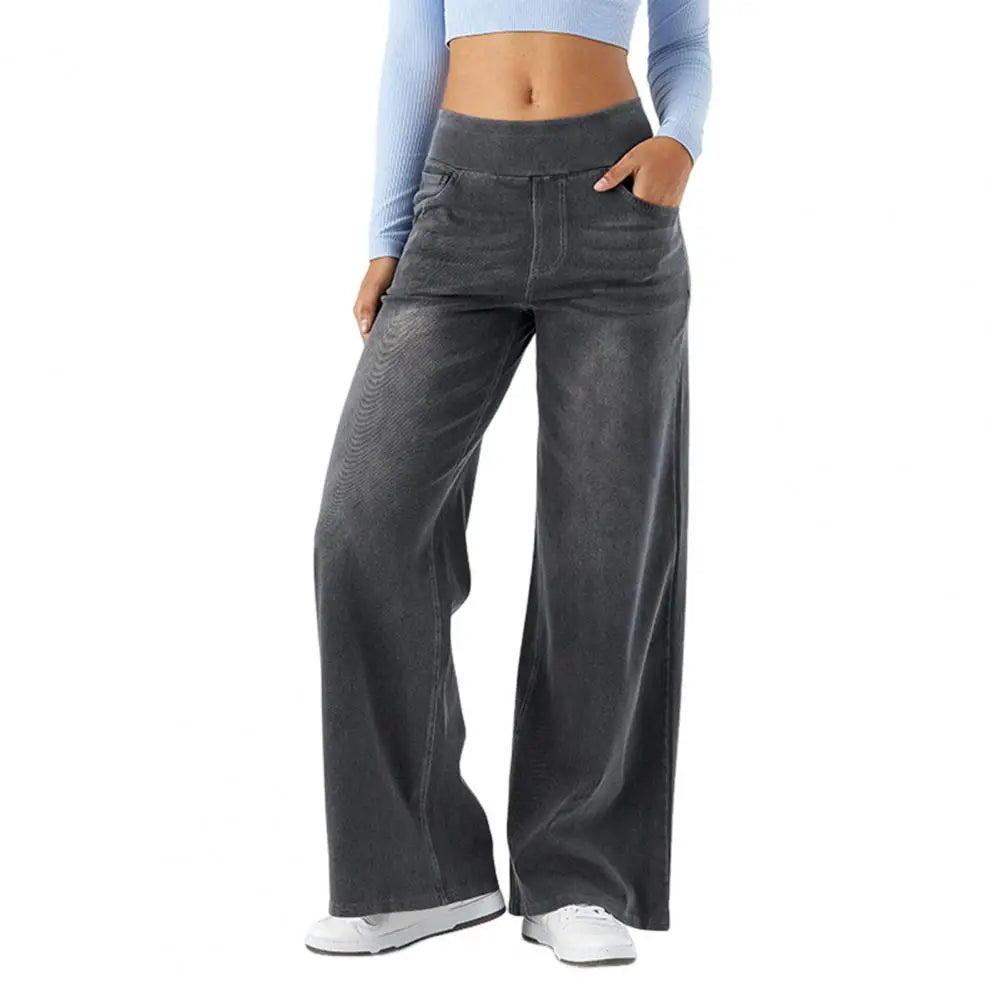 Lavisa - Pull On High Waisted Wide Leg Jeans