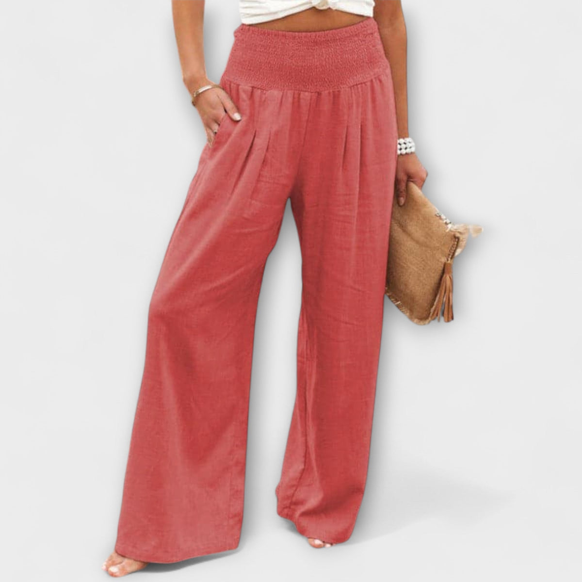 Lavisa - Casual Wide Leg Mid Rise Pants