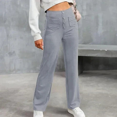 Lavisa - Women's High Waist Stretch Pull-On Pants - Casual Elastic Trousers