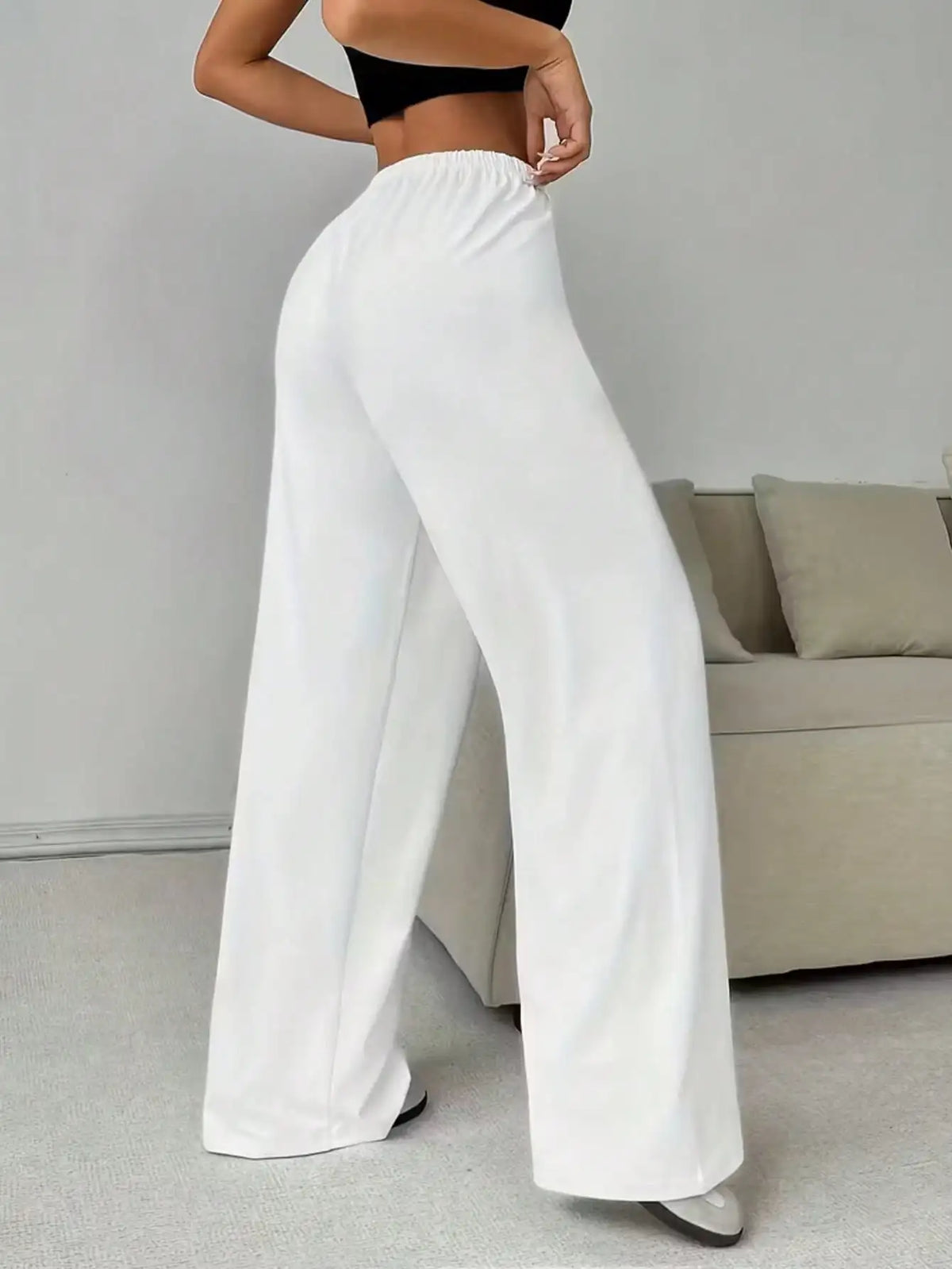 Lavisa - Womens Loose Fit Wide Leg Drawstring Jogger Pants