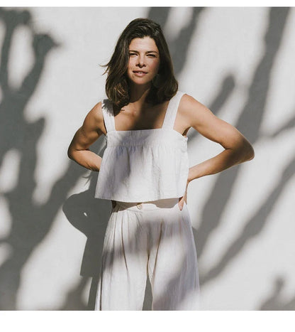 Lavisa - Pleated Linen Culotte Pants