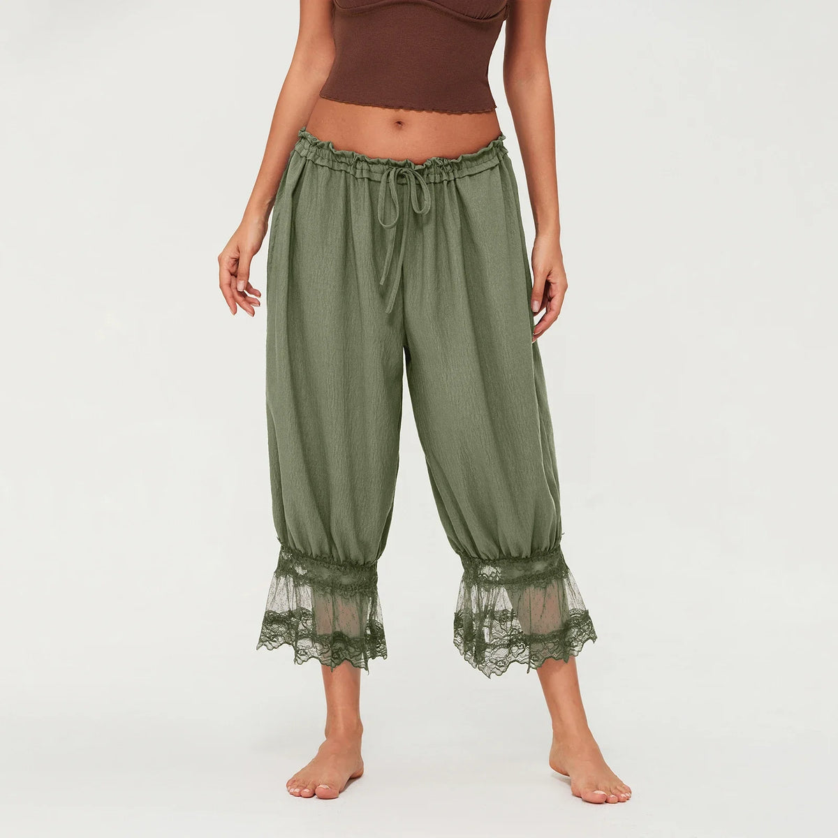 Lavisa - Vintage Lace Cuff Lantern Pants