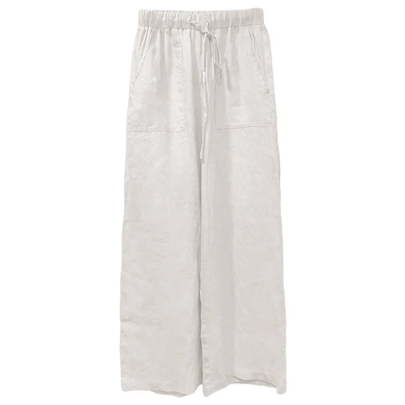 Lavisa - Drawstring Straight Leg Linen Pants