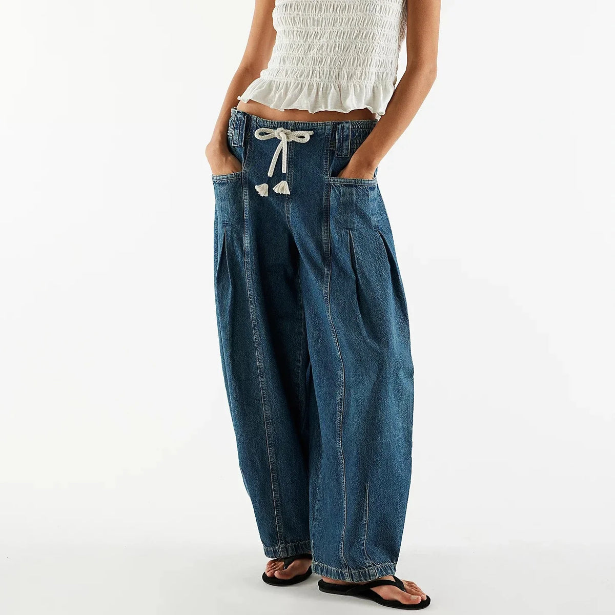 Lavisa - Marlowe Drawstring Wide Leg Denim Pants