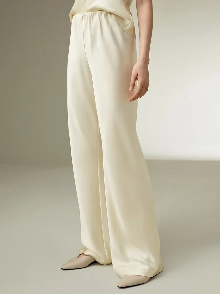 Lavisa - Silk Feel Wide Leg Satin Lounge Trousers