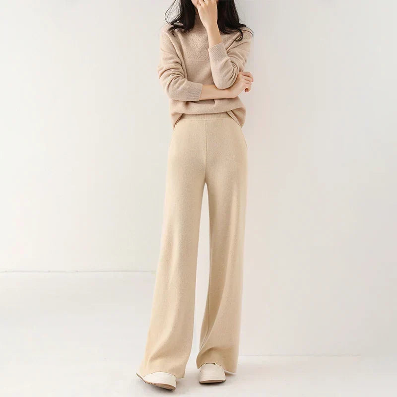 Lavisa - Women's Soft Knit Wide-Leg Pants