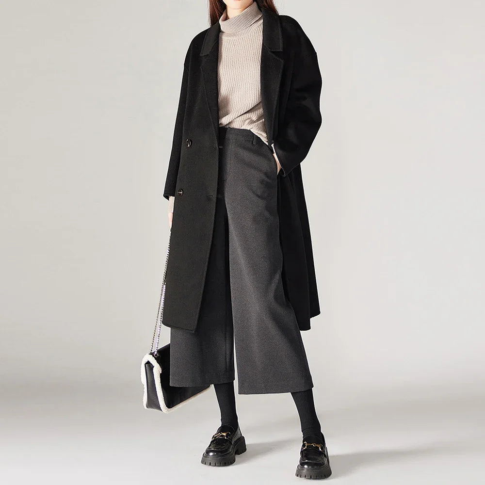 Lavisa - High-Waisted Woolen Wide-Leg Pants