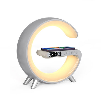 Lavisa smart RGB ambient sound machine and wireless charger lamp on a nightstand (View 9)