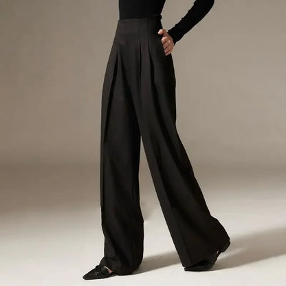 Lavisa - High Waisted Cotton Draped Wide Leg Pants