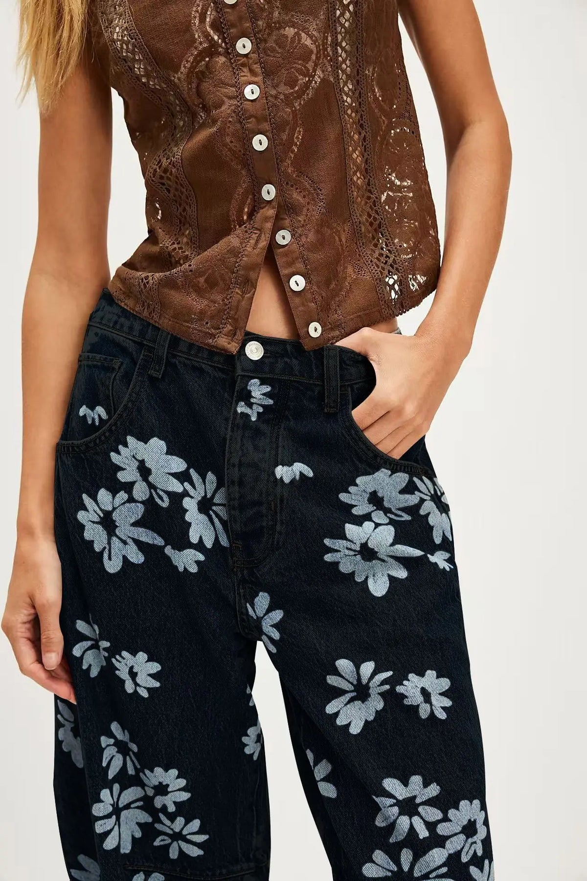 Lavisa - Florence Floral Tapestry Wide Leg Jeans