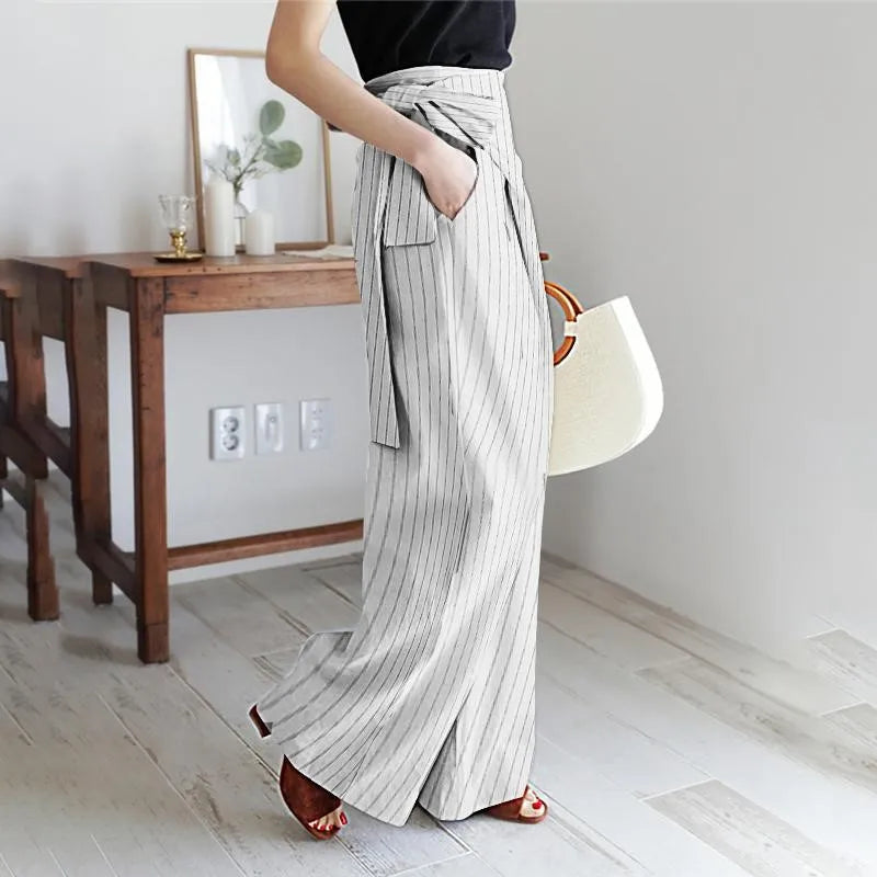 Lavisa - Everyday Wrap Front Cotton Wide Leg Pants